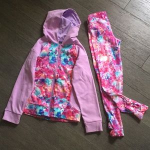 Girls actiwear set hoodie leggings M 7/8 3pcs